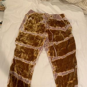 Velvet joggers, drawstring, tie dye effect